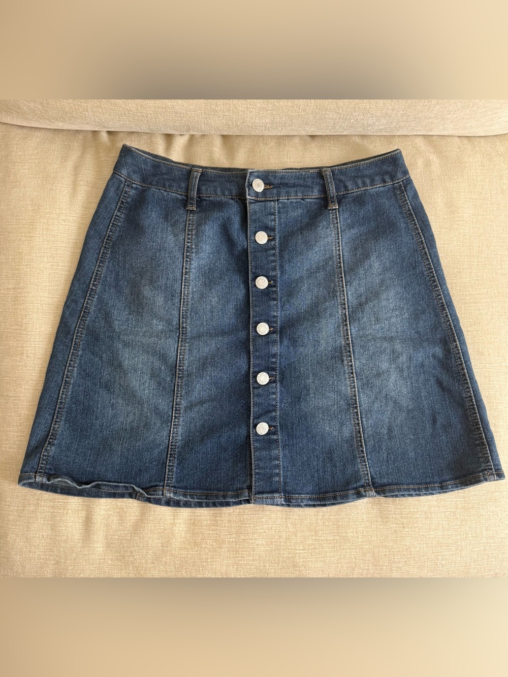 Mossimo Supply Co. Button-Front Blue Denim Mini Skirt